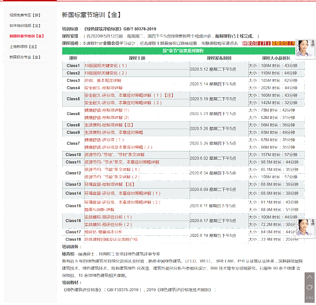 綠建新國(guó)標(biāo)分章節(jié)培訓(xùn)課程視頻列表，分專(zhuān)業(yè)課程視頻即將上傳，敬請(qǐng)期待